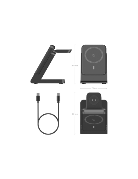 AISENS ASCH-15W4WC064-BK cargador de dispositivo móvil Auriculares, Smartphone, Reloj inteligente Cargador inalámbrico Interior