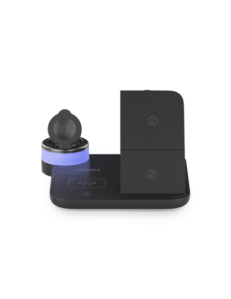 AISENS ASCH-15W4WC062-BK cargador de dispositivo móvil Auriculares, Smartphone, Reloj inteligente Cargador inalámbrico Interior