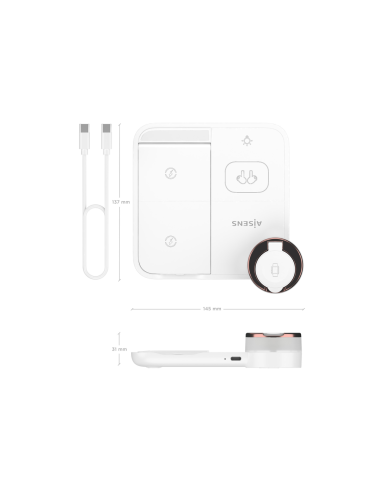 AISENS ASCH-15W4WC061-W cargador de dispositivo móvil Auriculares, Smartphone, Reloj inteligente Cargador inalámbrico Interior