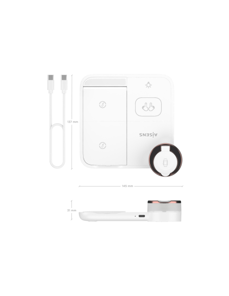 AISENS ASCH-15W4WC061-W cargador de dispositivo móvil Auriculares, Smartphone, Reloj inteligente Cargador inalámbrico Interior