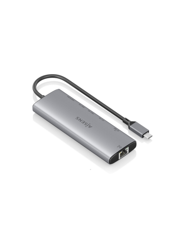 AISENS USB-C Dock 7 en 1, USB-C a 1xHDMI, 1xRJ45, 1xUSB-A 10G, 2xUSB-C 10G, 1xSD, 1xMicroSD, Gris, 20cm