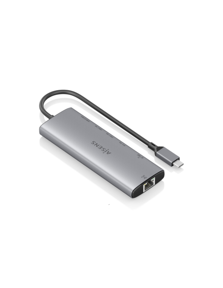 AISENS USB-C Dock 7 en 1, USB-C a 1xHDMI, 1xRJ45, 1xUSB-A 10G, 2xUSB-C 10G, 1xSD, 1xMicroSD, Gris, 20cm