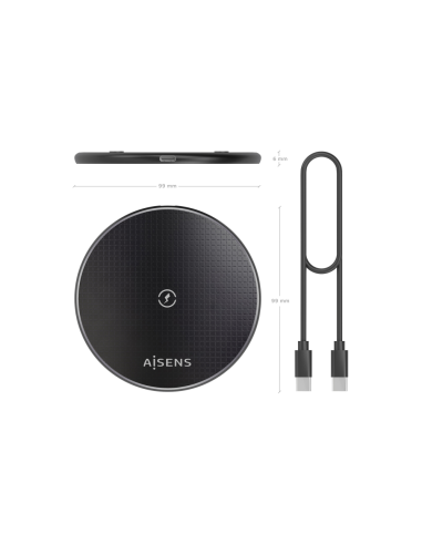 AISENS ASCH-15W1WC058-BK cargador de dispositivo móvil Smartphone Cargador inalámbrico Interior