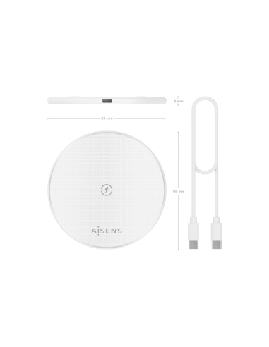 AISENS ASCH-15W1WC057-W cargador de dispositivo móvil Smartphone Cargador inalámbrico Interior