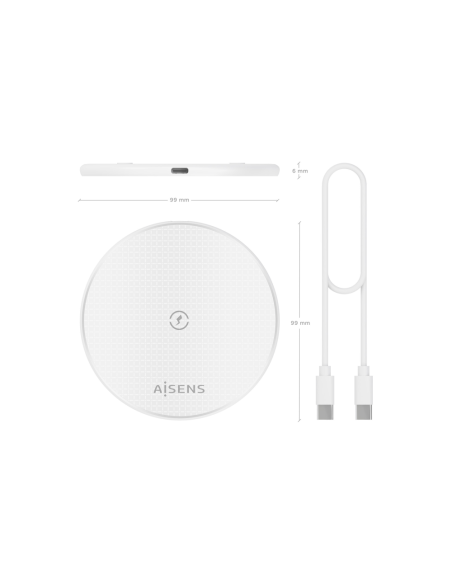 AISENS ASCH-15W1WC057-W cargador de dispositivo móvil Smartphone Cargador inalámbrico Interior