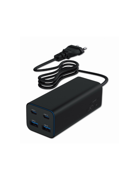 Gembird TA-UC-2A2C-PD100-01-BK cargador de dispositivo móvil Portátil, Smartphone Negro Corriente alterna Carga rápida Interior