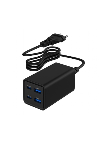 Gembird TA-UC-2A2C-PD65-01-BK cargador de dispositivo móvil Portátil, Smartphone Negro Corriente alterna Carga rápida Interior