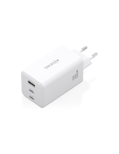 AISENS Cargador GaN 100W, 2x USB-C PD3.0 QC4.0 QC5.0, 1x USB-A QC3.0, Blanco