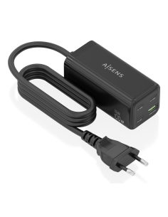 AISENS Cargador Sobremesa GaN 100W, 3x USB-C PD3.0 QC4.0 QC5.0, 1x USB-A QC3.0, Negro