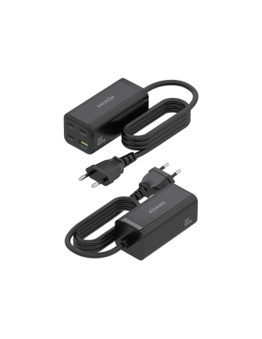 AISENS Cargador Sobremesa GaN 100W, 3x USB-C PD3.0 QC4.0 QC5.0, 1x USB-A QC3.0, Negro