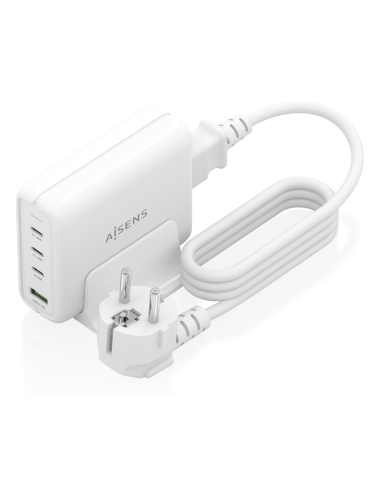 AISENS Cargador Sobremesa GaN 140W, 3x USB-C PD3.1 QC4.0 QC5.0, 1x USB-A QC3.0, Blanco