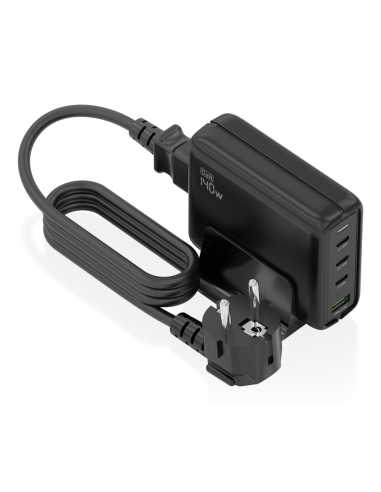 AISENS Cargador Sobremesa GaN 140W, 3x USB-C PD3.1 QC4.0 QC5.0, 1x USB-A QC3.0, Negro