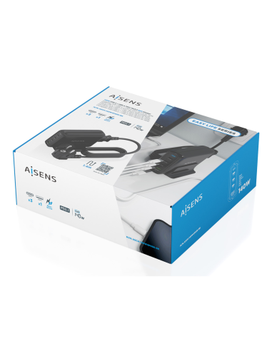 AISENS Cargador Sobremesa GaN 140W, 3x USB-C PD3.1 QC4.0 QC5.0, 1x USB-A QC3.0, Negro