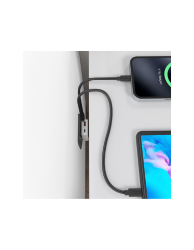 AISENS Cargador De Pared GaN Ultra Delgado 30W, 1xUSB-C PD3.0 QC4.0, 1xUSB-A QC3.0, Blanco