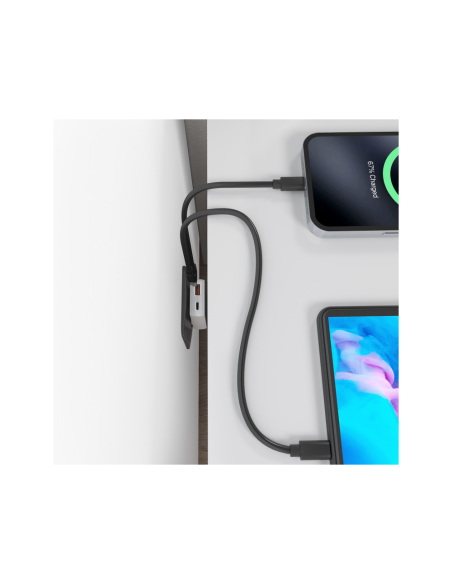 AISENS Cargador De Pared GaN Ultra Delgado 30W, 1xUSB-C PD3.0 QC4.0, 1xUSB-A QC3.0, Blanco