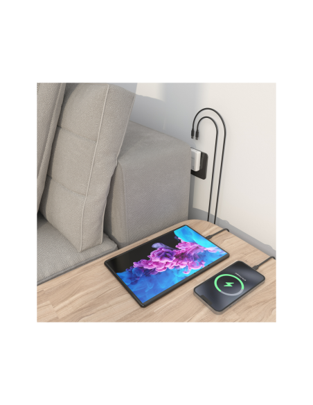 AISENS Cargador De Pared GaN Ultra Delgado 30W, 2xUSB-C PD3.0 QC4.0, Blanco