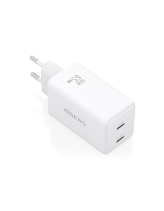 AISENS Cargador GaN 65W, 2xUSB-C PD3.0 QC4.0, Blanco 2