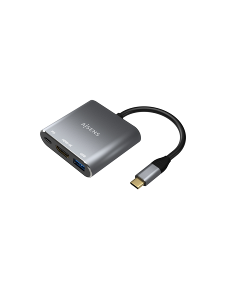 AISENS Conversor USB-C a HDMI/USB-C/Tipo A USB 3.0, 3 en 1, Gris, 15cm