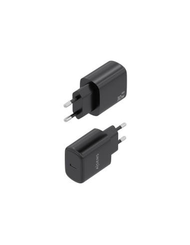 AISENS Cargador GaN 30W, 1xUSB-C PD3.0, Negro
