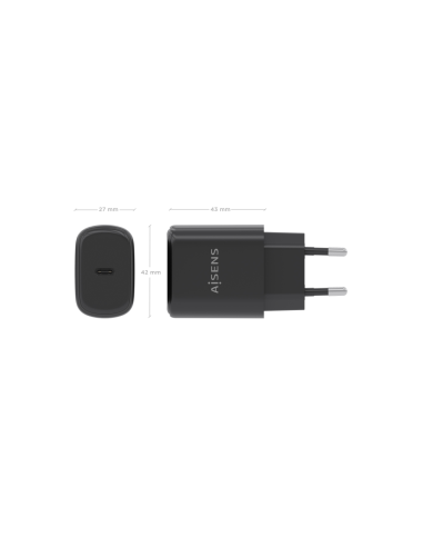 AISENS Cargador GaN 30W, 1xUSB-C PD3.0, Negro