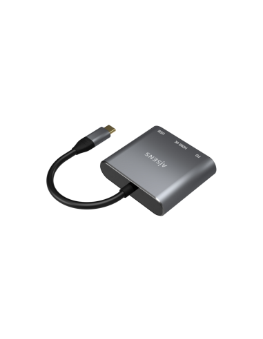 AISENS Conversor USB-C a HDMI/USB-C/Tipo A USB 3.0, 3 en 1, Gris, 15cm