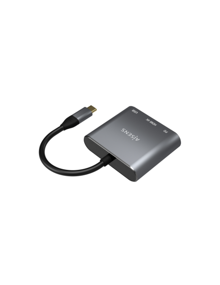 AISENS Conversor USB-C a HDMI/USB-C/Tipo A USB 3.0, 3 en 1, Gris, 15cm