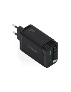 AISENS Cargador GaN 65W, 1xUSB-C Cable Retractil, 1xUSB-C PD3.0, 1xUSB-A QC3.0, Negro 2