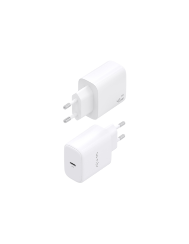 AISENS Cargador GaN 45W, 1xUSB-C PD3.0, Blanco
