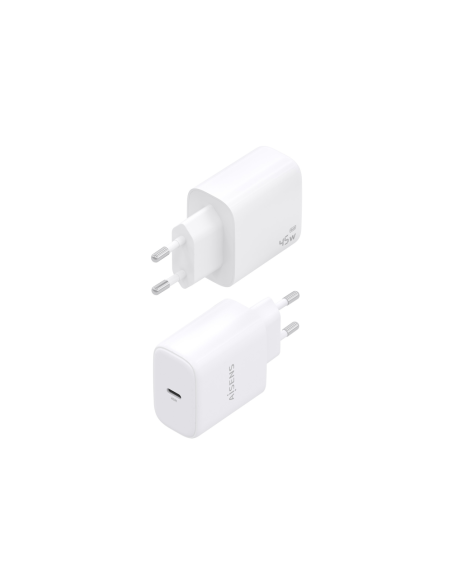 AISENS Cargador GaN 45W, 1xUSB-C PD3.0, Blanco