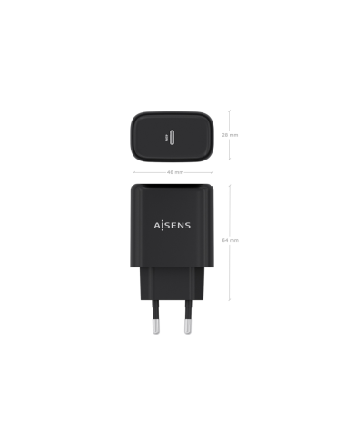 AISENS Cargador GaN 45W, 1xUSB-C PD3.0, Negro