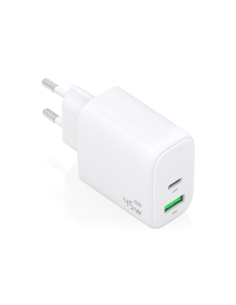 AISENS Cargador GaN 45W, 1xUSB-C PD3.0 QC4.0, 1xUSB-A QC3.0, Blanco