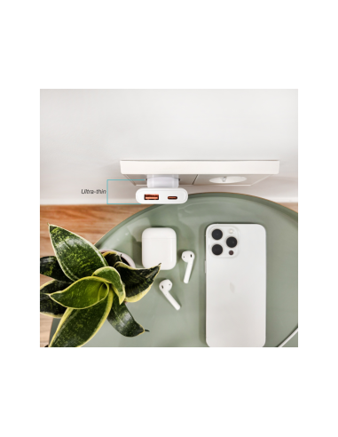 TooQ Cargador de viaje Tipo C y Tipo A, GaN 65W, USB-C/PD + USB-A/QC, Blanco