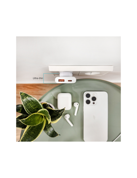 TooQ Cargador de viaje Tipo C y Tipo A, GaN 65W, USB-C/PD + USB-A/QC, Blanco