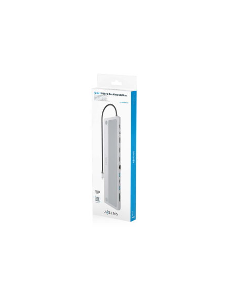 AISENS ASUC-12P020-GR base para portátil y replicador de puertos Alámbrico USB 3.2 Gen 1 (3.1 Gen 1) Type-C