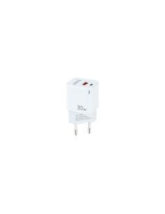 TooQ Cargador de Pared GaN USB-C/PD + USB-A/QC 30W, Blanco 2