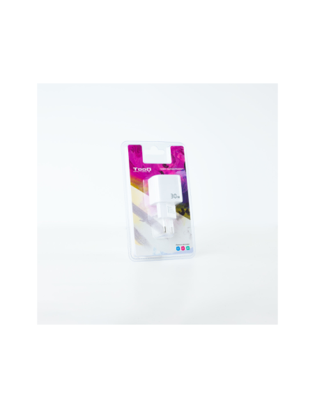 TooQ Cargador de Pared GaN USB-C/PD + USB-A/QC 30W, Blanco