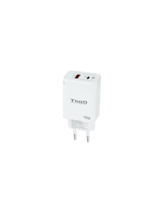 TooQ Cargador de Pared GaN USB-C/PD + USB-A/QC 45W, Blanco