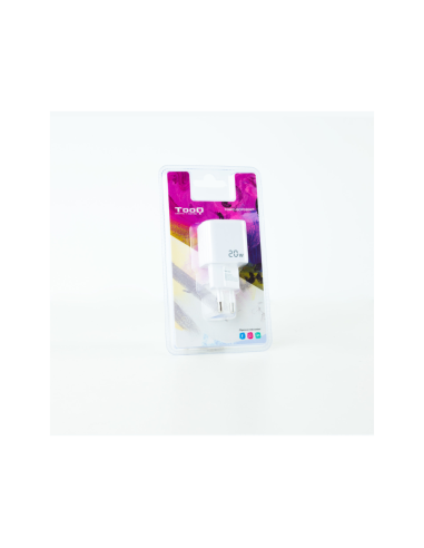 TooQ Cargador de Pared USB-C/PD + USB-A/QC 20W, Blanco