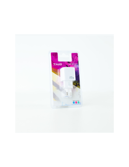 TooQ Cargador de Pared USB-C/PD + USB-A/QC 20W, Blanco