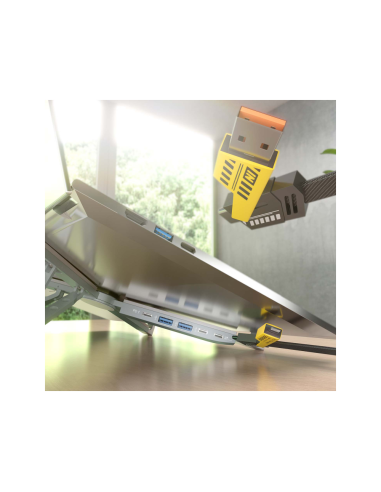 AISENS ASUC-4P021-GR base para portátil y replicador de puertos Alámbrico USB 3.2 Gen 1 (3.1 Gen 1) Type-C