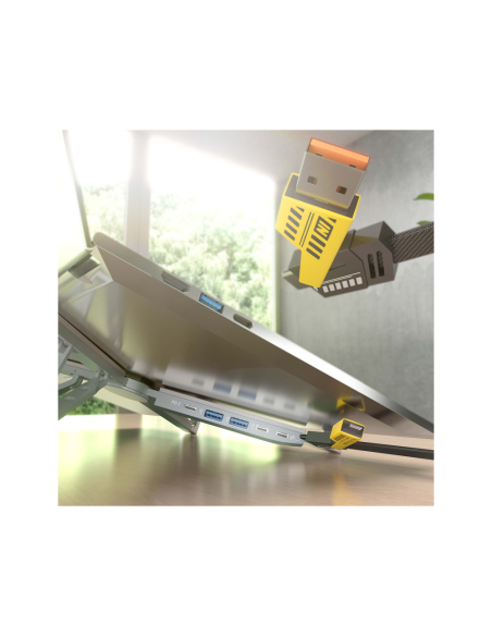 AISENS ASUC-4P021-GR base para portátil y replicador de puertos Alámbrico USB 3.2 Gen 1 (3.1 Gen 1) Type-C