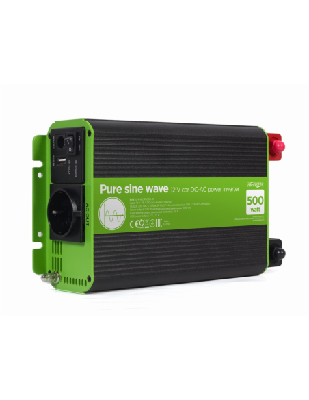 EnerGenie EG-PWC-PS500-01 adaptador e inversor de corriente Auto 500 W Negro, Verde