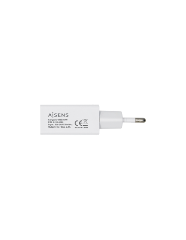 AISENS Cargador USB 10W, 5V/2A, Blanco