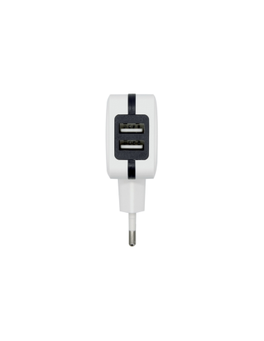 AISENS Cargador USB 17W 5V/3.4A, 2xUSB Con Control AI, Blanco