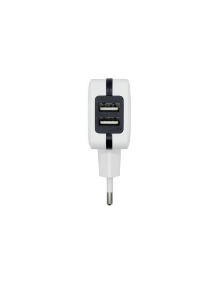 AISENS Cargador USB 17W 5V/3.4A, 2xUSB Con Control AI, Blanco