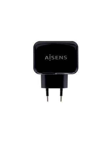 AISENS Cargador USB 17W 5V/3.4A, 2xUSB Con Control AI, Negro