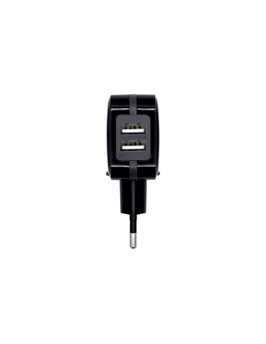 AISENS Cargador USB 17W 5V/3.4A, 2xUSB Con Control AI, Negro