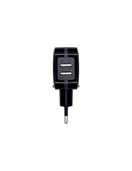 AISENS Cargador USB 17W 5V/3.4A, 2xUSB Con Control AI, Negro