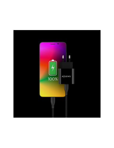 AISENS Cargador USB-C PD3.0 1 Puerto 1x USB-C 20 W, Negro