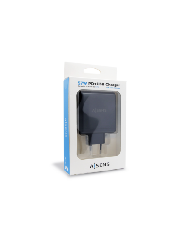 AISENS ASCH-2PD45A-BK cargador de dispositivo móvil GPS, Mando para videojuegos, MP3, MP4, Teléfono móvil, Portátil, Smartphone,